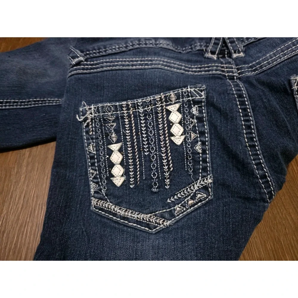 Red Camel Womens Blue Denim Jeans Rhinestone Embellished Pockets Bootcut Size 9‎ - Picture 8 of 12